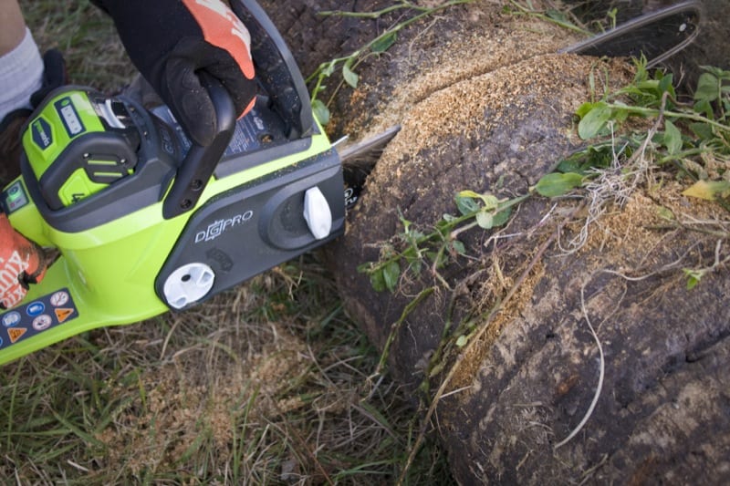 GreenWorks G-MAX sawdust spray