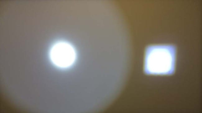 OxyLED MD50 flashlight spot compare