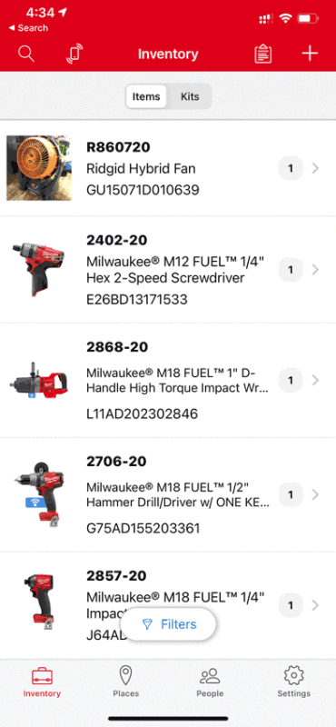 using Milwaukee One-Key tool inventory