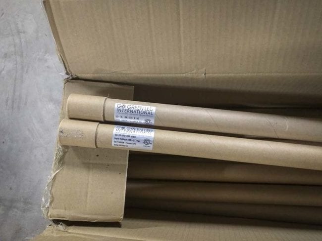 Go Green LED T8 Retrofit bulbs packaging