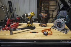 tool group under florescent bulbs