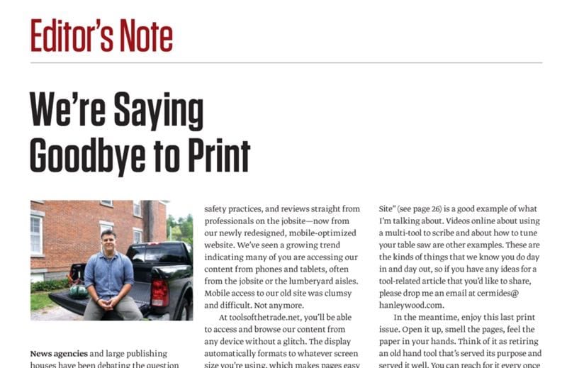 Tools of the Trade magazine final issue