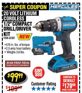 Harbor Freight Hercules 20V Drill