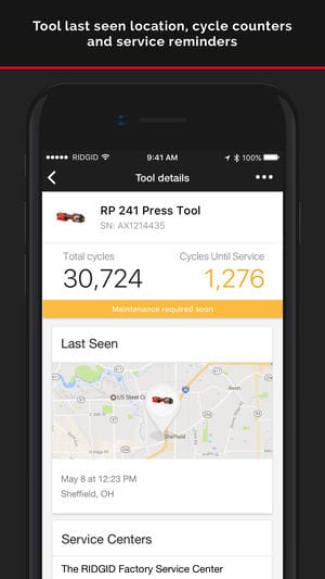 Ridgid Link app iOS crimps