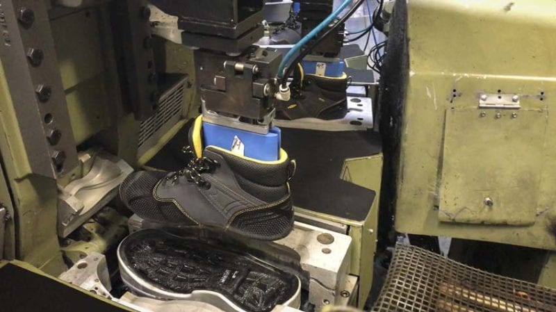How KEEN Work Boots are Made pressing