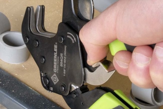 Greenlee PVC Pipe Cutter with Ratcheting Action and Quick Release