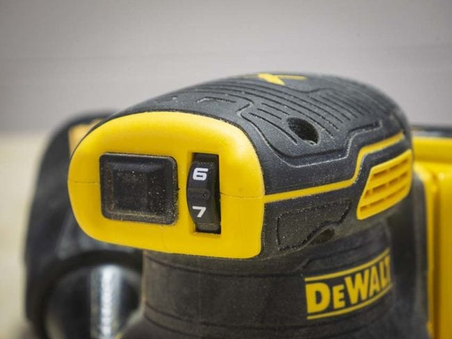 DeWalt random orbit sander variable speed dial