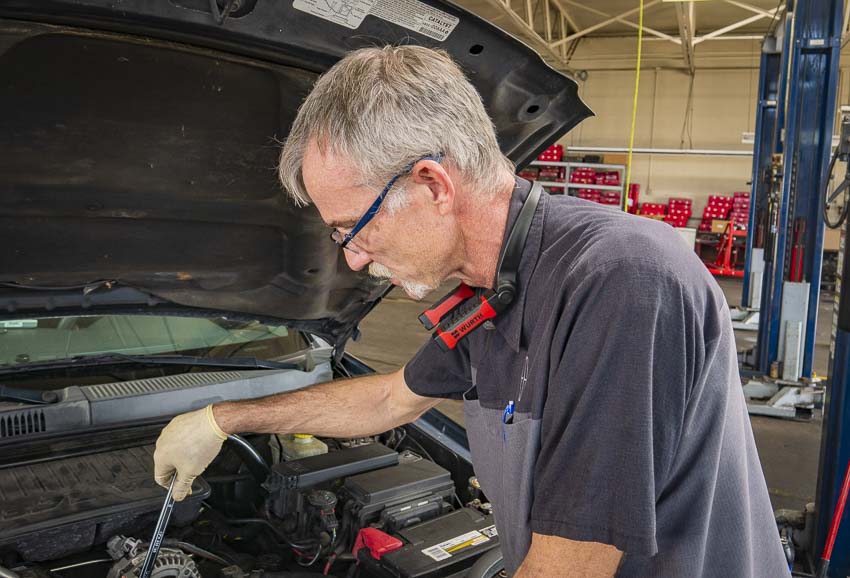 wearing Wurth dual LED light around neck