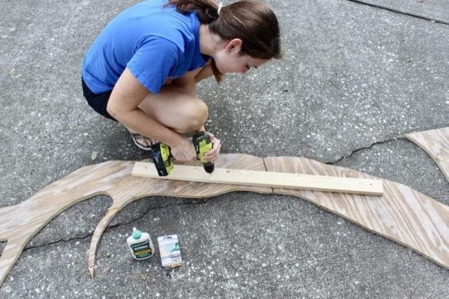 securing branches with wood