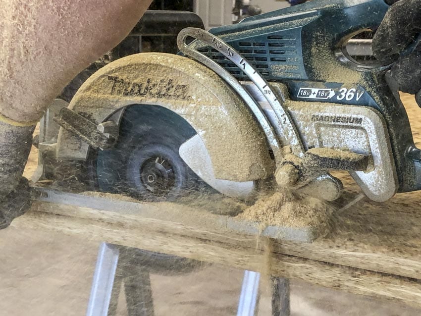 Makita Max Efficiency Circular Saw Blade Cutting Double-Stacked OSB