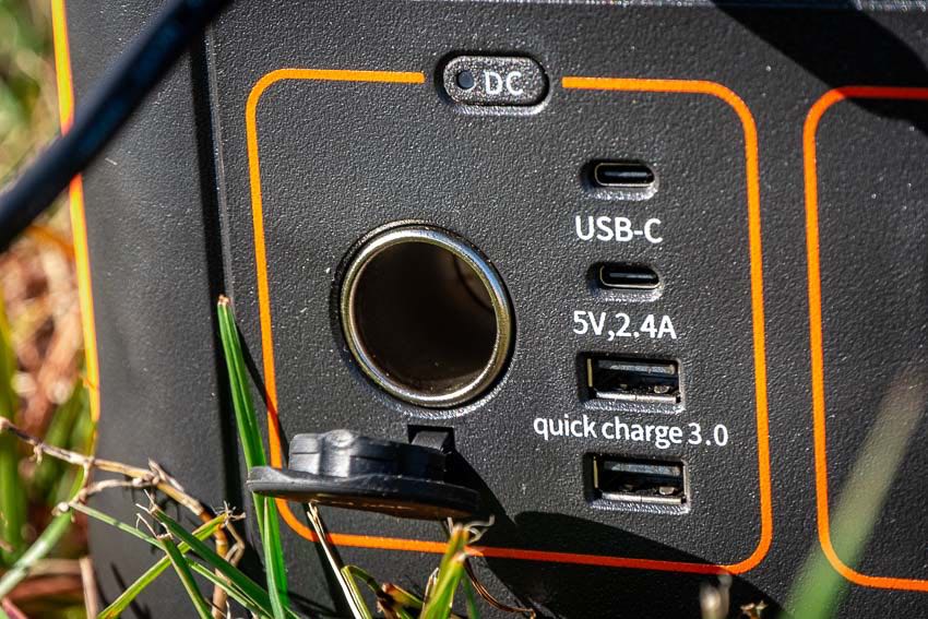 Explorer 12V, USB-A, and USB-C outlets