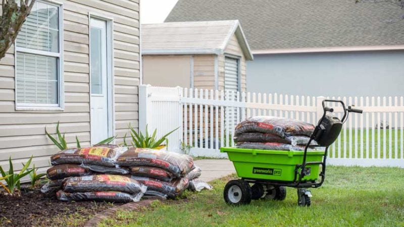 Greenworks 60V battery-powered wheelbarrow