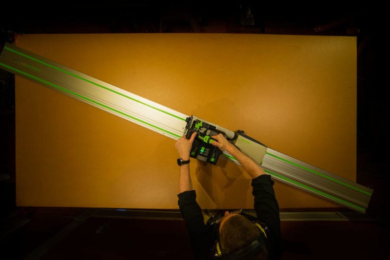 Festool TSC 55 KEB diagonal plywood cut