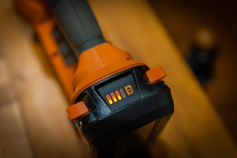Ridgid 18V Battery in the Brad Nailer