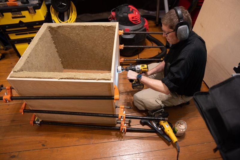 Drilling holes into the Shop-Vac muffler