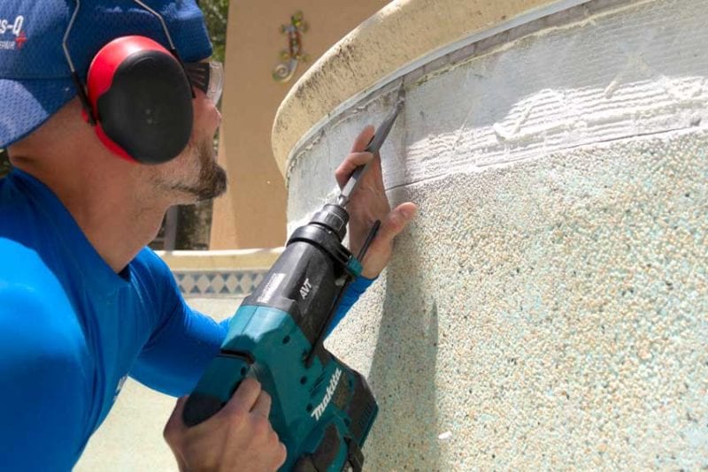 demolition swimming pool tiles