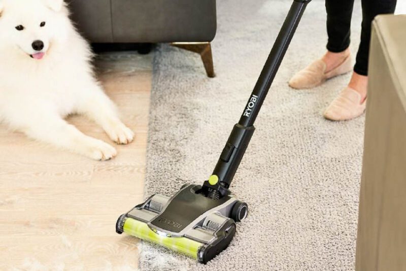 Stick Vac: Ryobi 18V One+ HP Cordless Pet Stick Vacuum with Dual Rollers PBLSV717