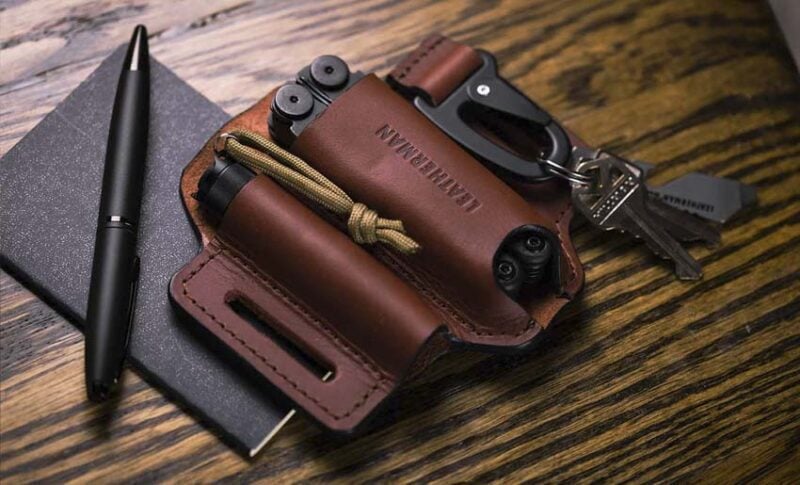 The Leatherman Ainsworth EDC sheath is made from leather, it looks great, it's built great, and it smells great. Unless you prefer a clipping sheath to one that threads on your belt, it's a great way to add stylish functionality to the most versatile hand tool you carry.