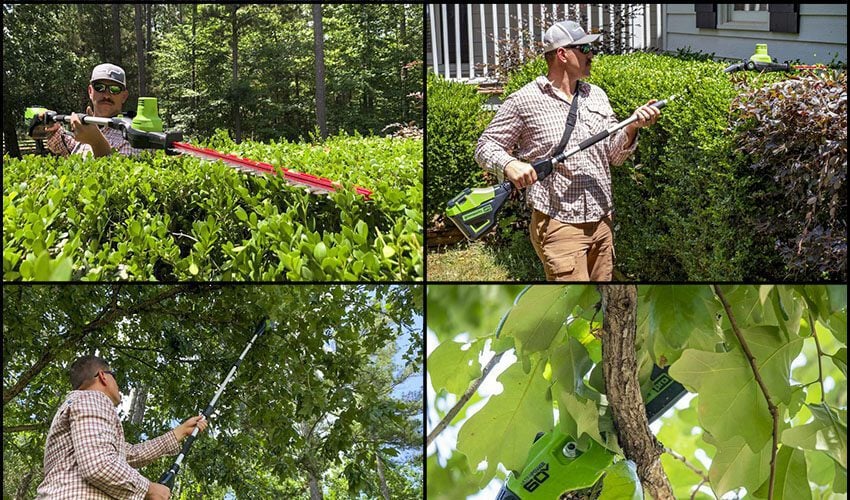 Greenworks 60V Pole Saw and Pole Hedge Trimmer Combo