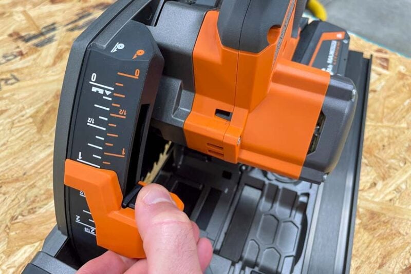 Ridgid 18V Cordless Track Saw Blade Height