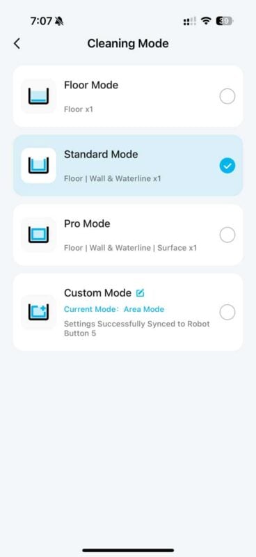 AquaSense 2 Ultra cleaning modes