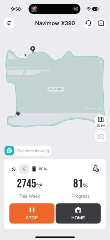 Map single zone mowing