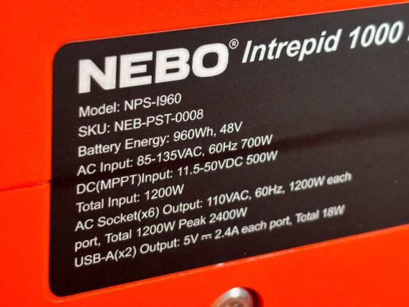 Nebo Intrepid 1000 Portable Power Station Specs